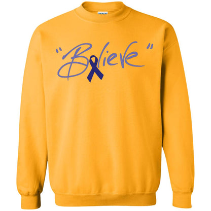 Colon Cancer Awareness Shirt Dark Blue Ribbon Believe Gold