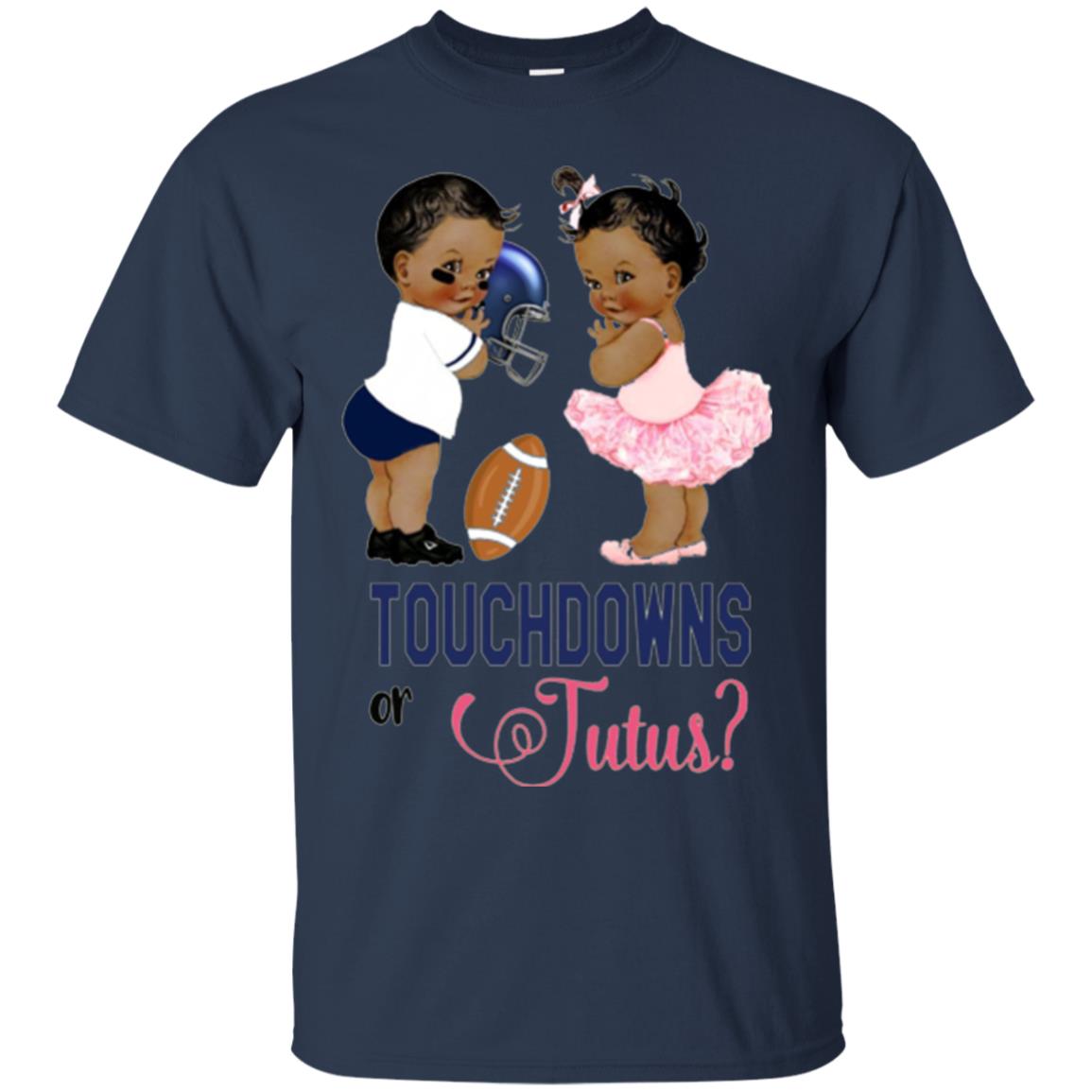Ethnic Touchdowns Or Tutus Gender Reveal Party Football Lover T-shirt Navy
