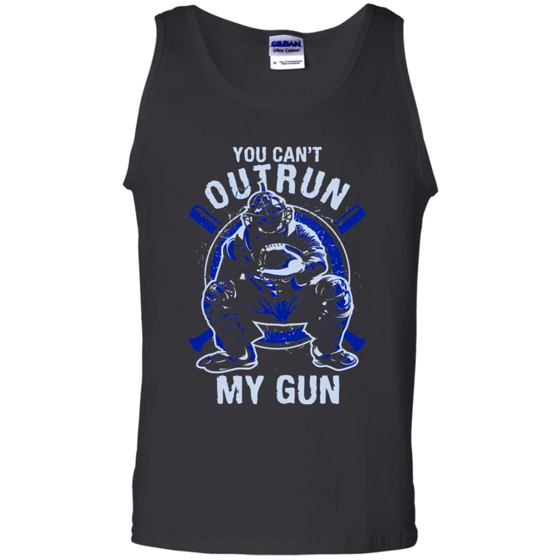 You Cant Outrun My Gun Baseball Catcher Shirt Black