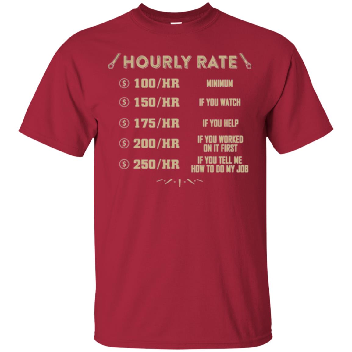Mechanic T-shirt Mechanic Hourly Rate Cardinal