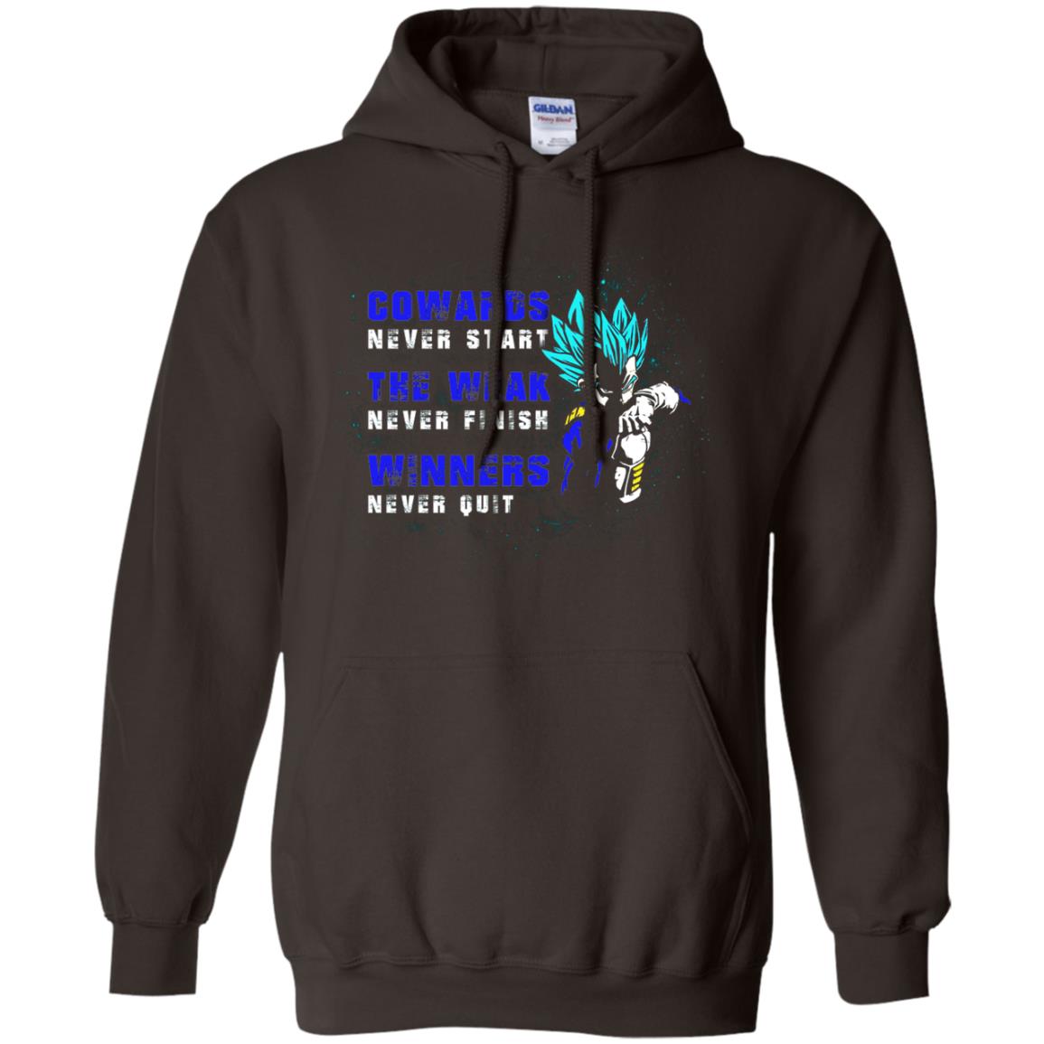 Cowards Never Start The Weak Never Finish Comic T-shirt Dark Chocolate
