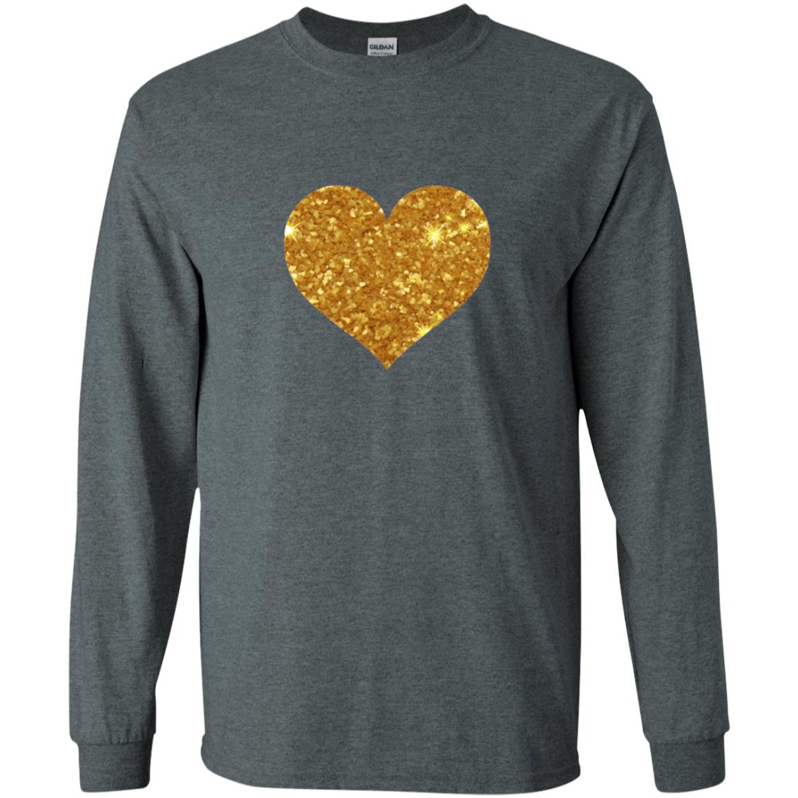 Valentine_s Day T-shirt Gold Heart Dark Heather