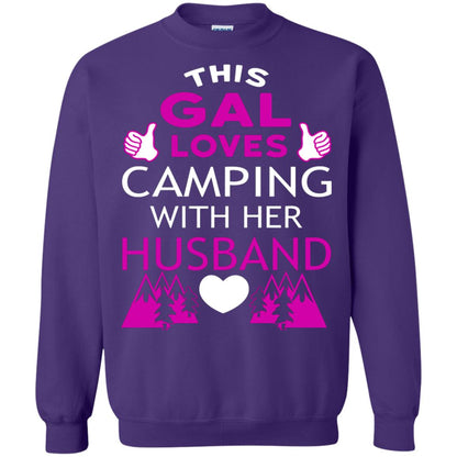 This Gal Loves Camping With Her Husband Wife Shirt Purple