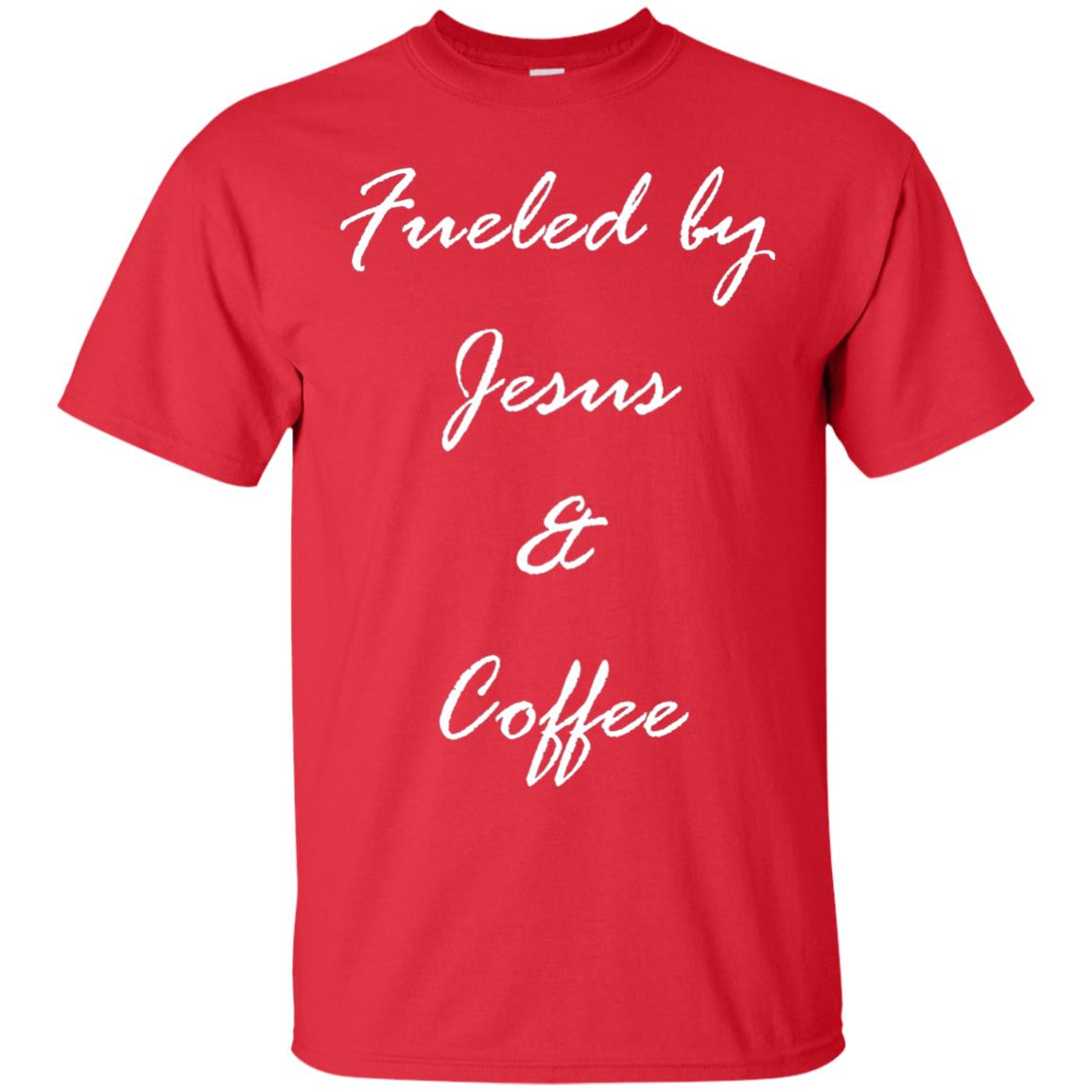 Fueled By Jesus Coffee Graphic Christian T-shirt Red