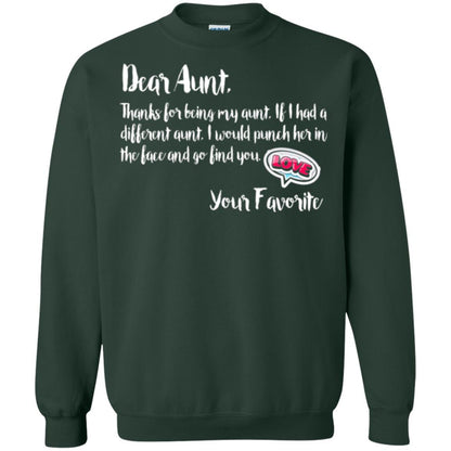 Family T-shirt Dear Aunt Thanks For Being My Aunt Forest Green