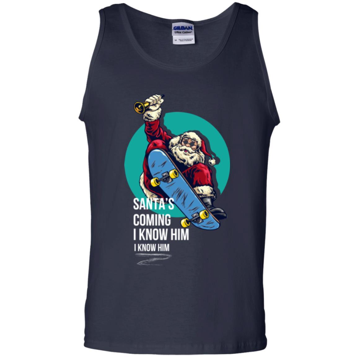 Christmas T-shirt Santa's Coming I Know Him Navy