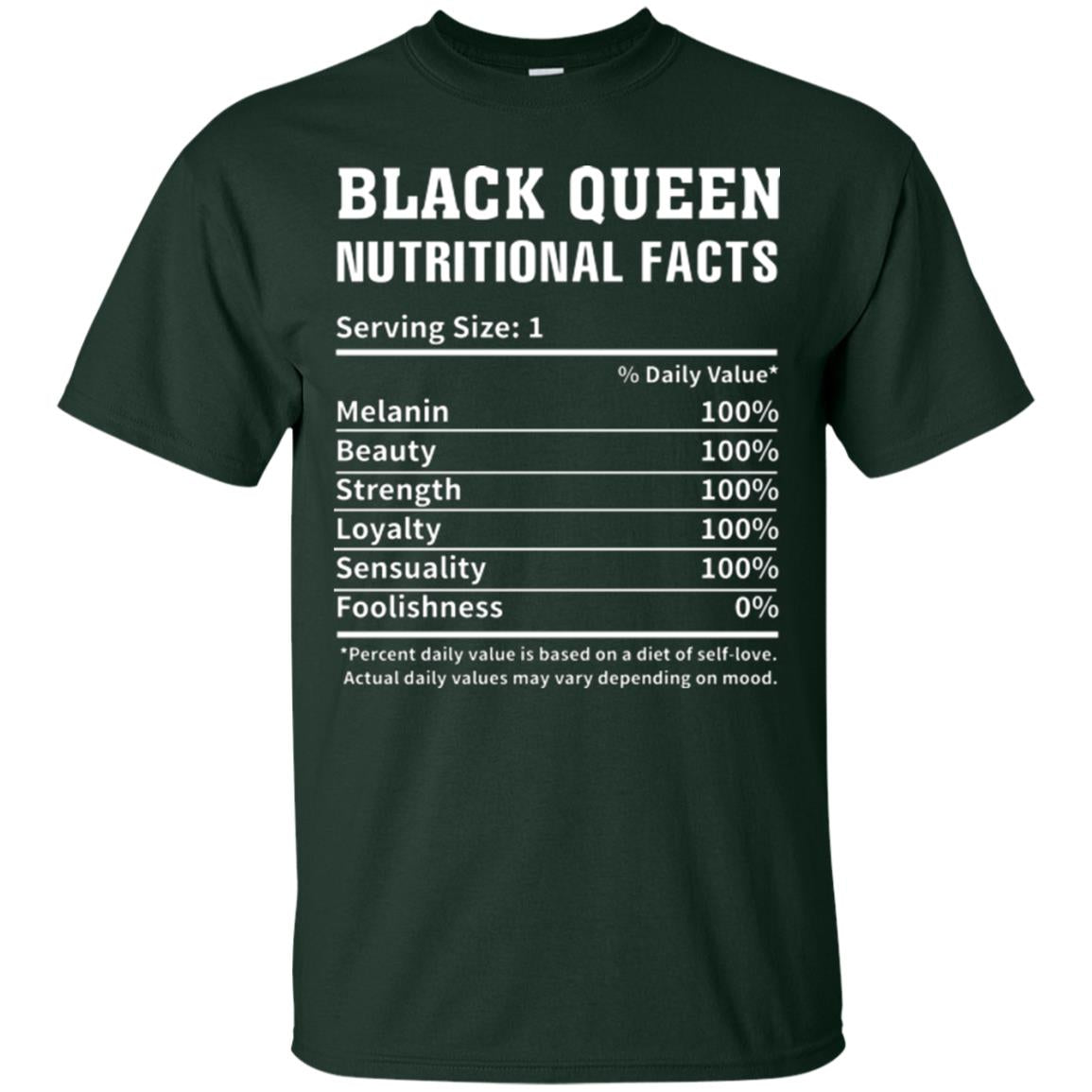Nubian T-shirt Black Queen Nutritional Facts Forest