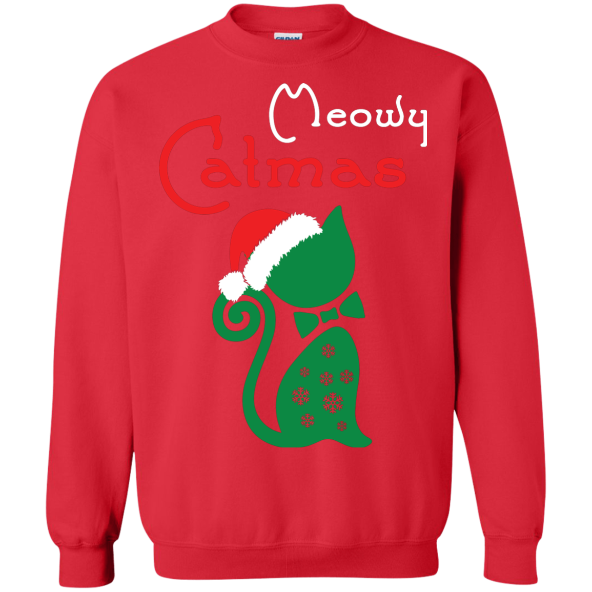 Cat Christmas T-Shirt Meowy Catmas Red