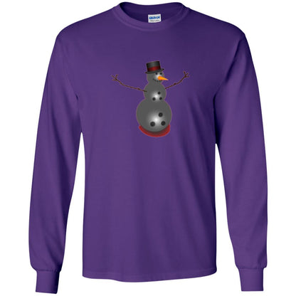 Christmas T-shirt Bowling Ball Snowman Purple