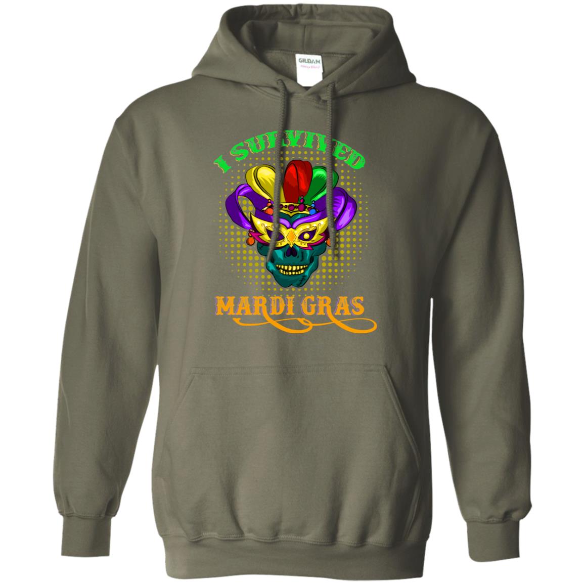 I Survived Mardi Gras Shirt Military Green