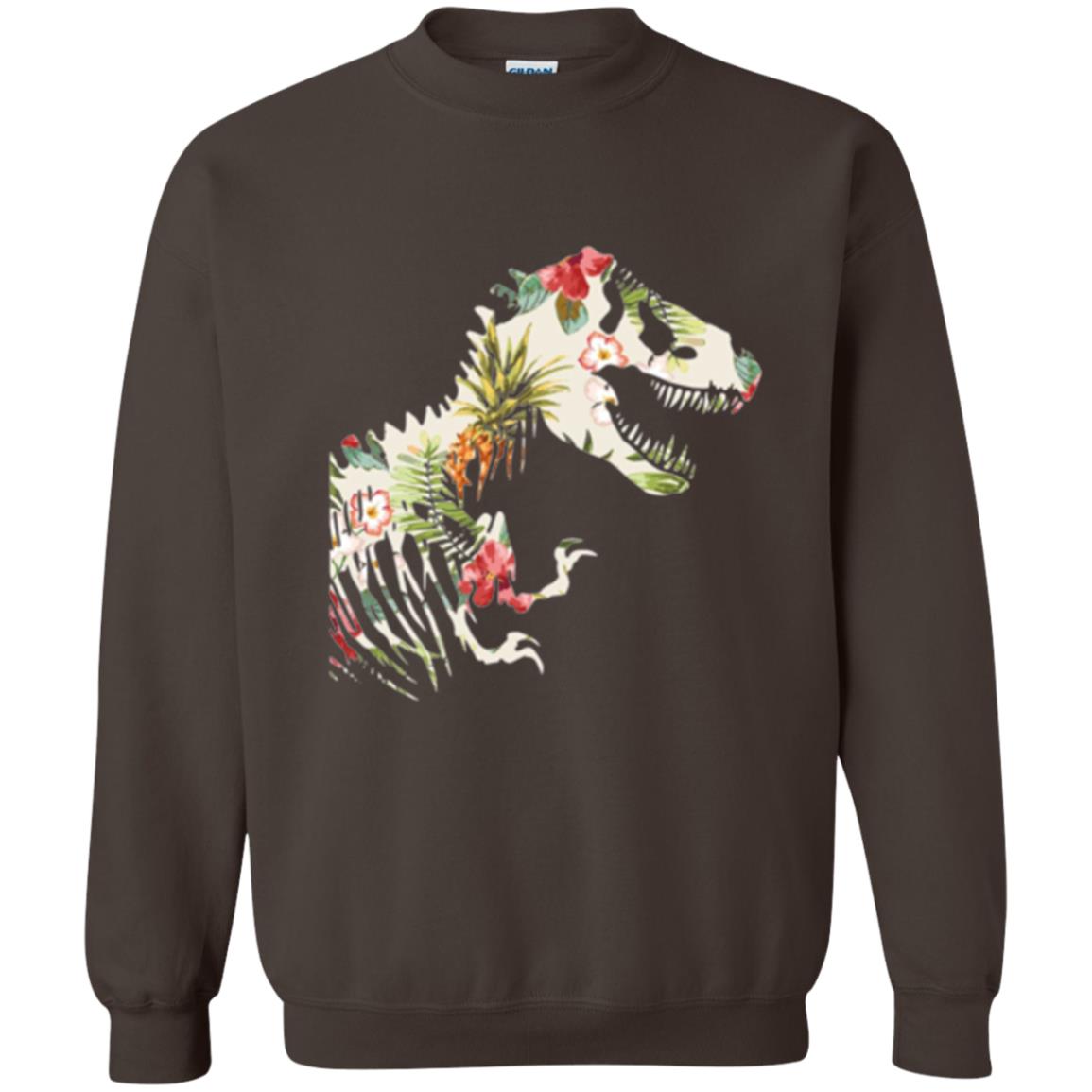 Dinosaur T-shirt Floral Tropical Hawaiian Pattern T Rex Dark Chocolate