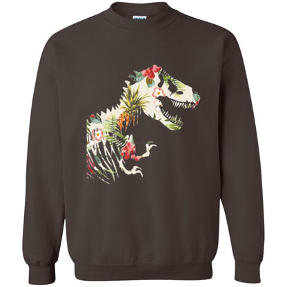 Dinosaur T-shirt Floral Tropical Hawaiian Pattern T Rex Dark Chocolate
