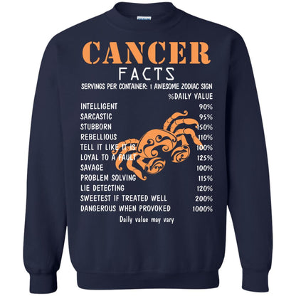 Cancer Facts 1 Awesome Zodiac Sign Gift Shirt For Cancer Horoscope Navy