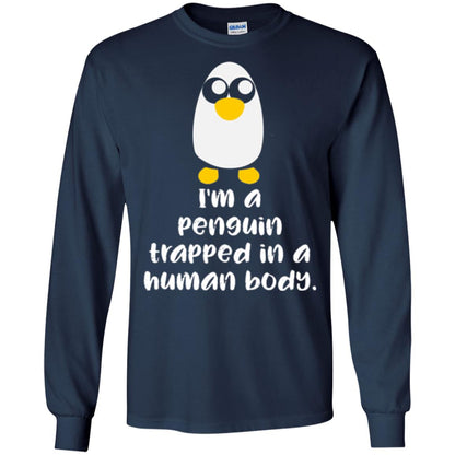 Penguin Lovers T-shirt I_m A Penguin Trapped In A Human Body Navy
