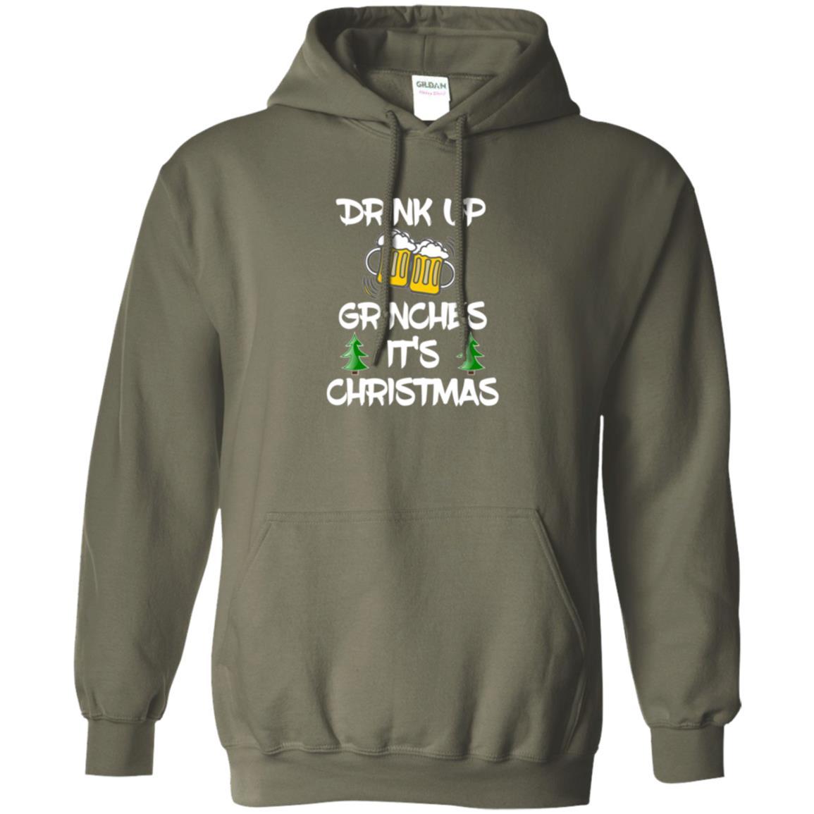 Beer Lover T-shirt Drink Up Beer Grinches It's Christmas Military Green