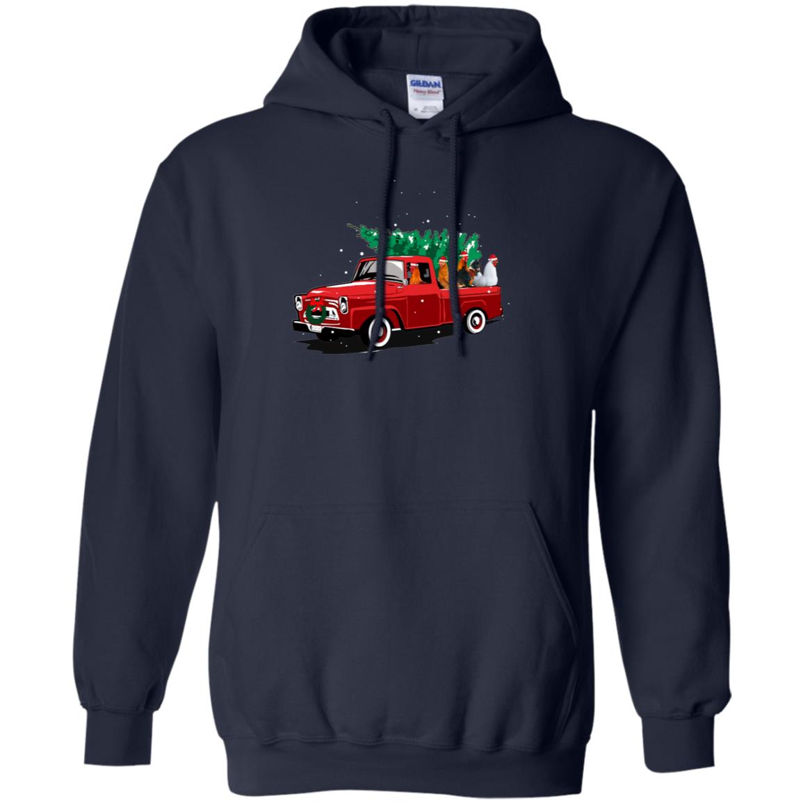 Chickens On Car Merry Christmas Gift Shirt For Mens Womens Navy