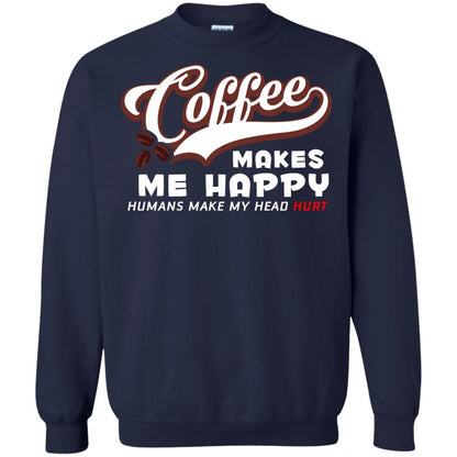 Coffee Makes Me Happy Coffee Lover T-shirt Navy