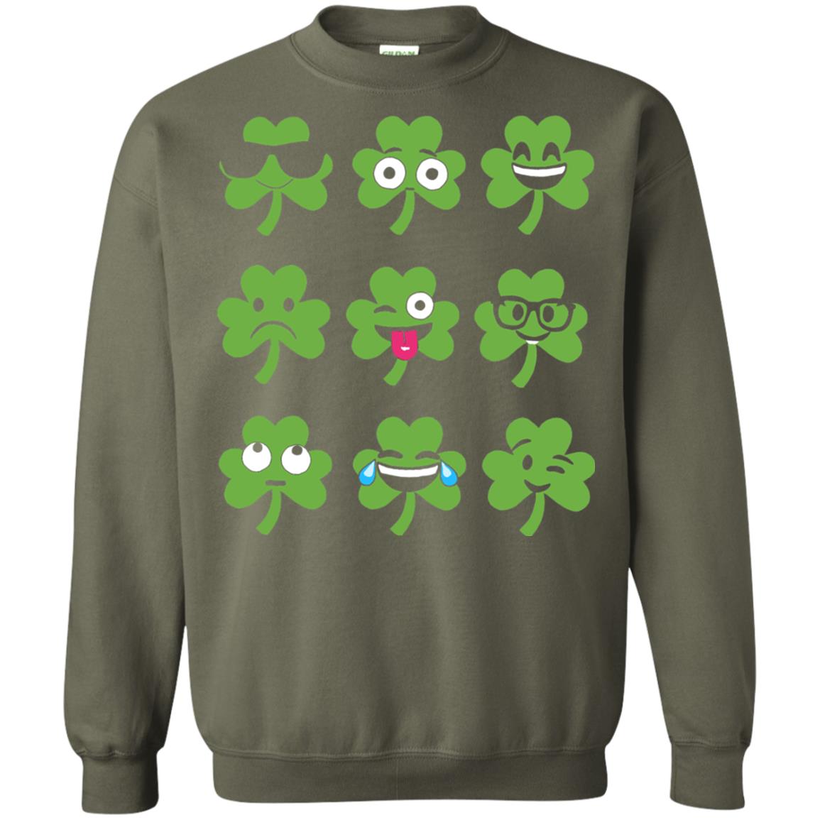Emoji Shamrock St. Patrick_s Day T-shirt Military Green