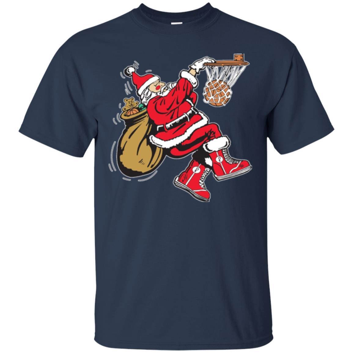 Christmas T-shirt Basketball Santa Claus Navy