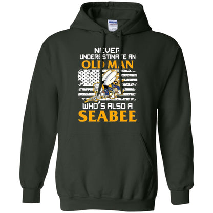 Navy Seabee Veteran T-shirt Never Underestimate An Old Man Forest Green