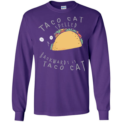 Cat Lovers T-shirt Taco Cat Spelled Backward Is Taco Cat Purple