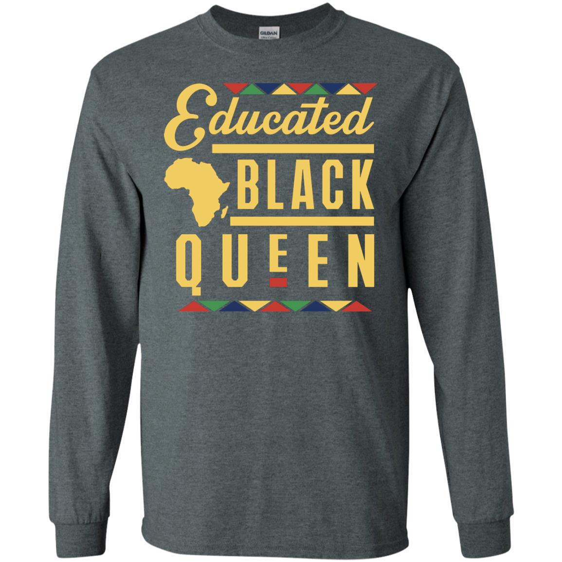 African American T-shirt Educated Black Queen Dark Heather