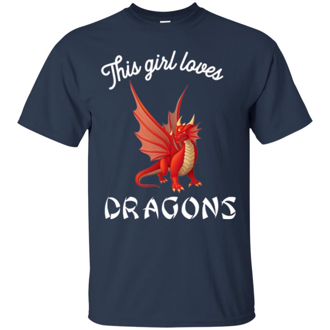 Dragon Lover T-shirt This Girl Loves Dragonst-shirt Navy