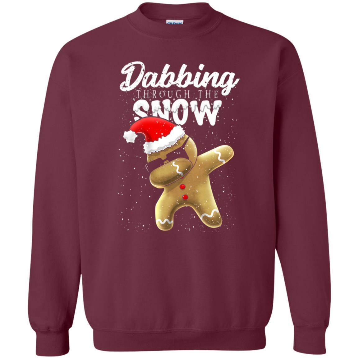 Dabbing Gingerbread T-shirt Dabbing Through The Snow Maroon