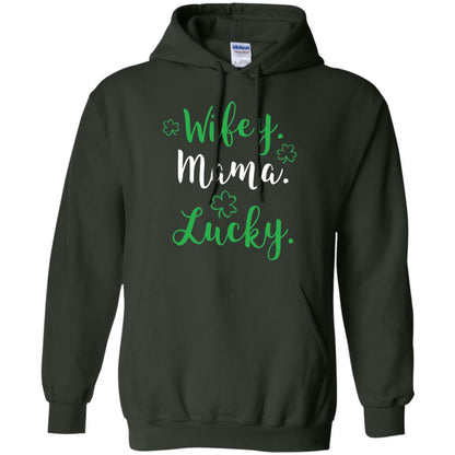 Wifey Mama Lucky Mom St Patricks Day T-shirt Forest Green