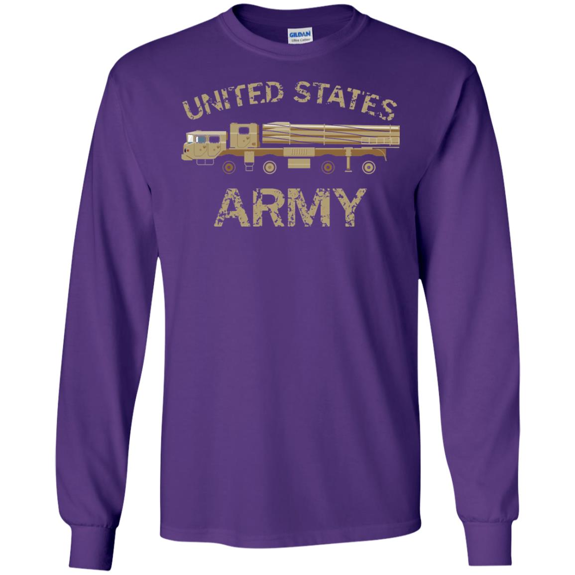 United States Army Missile Truck Vehicle Grunge T-shirt Purple