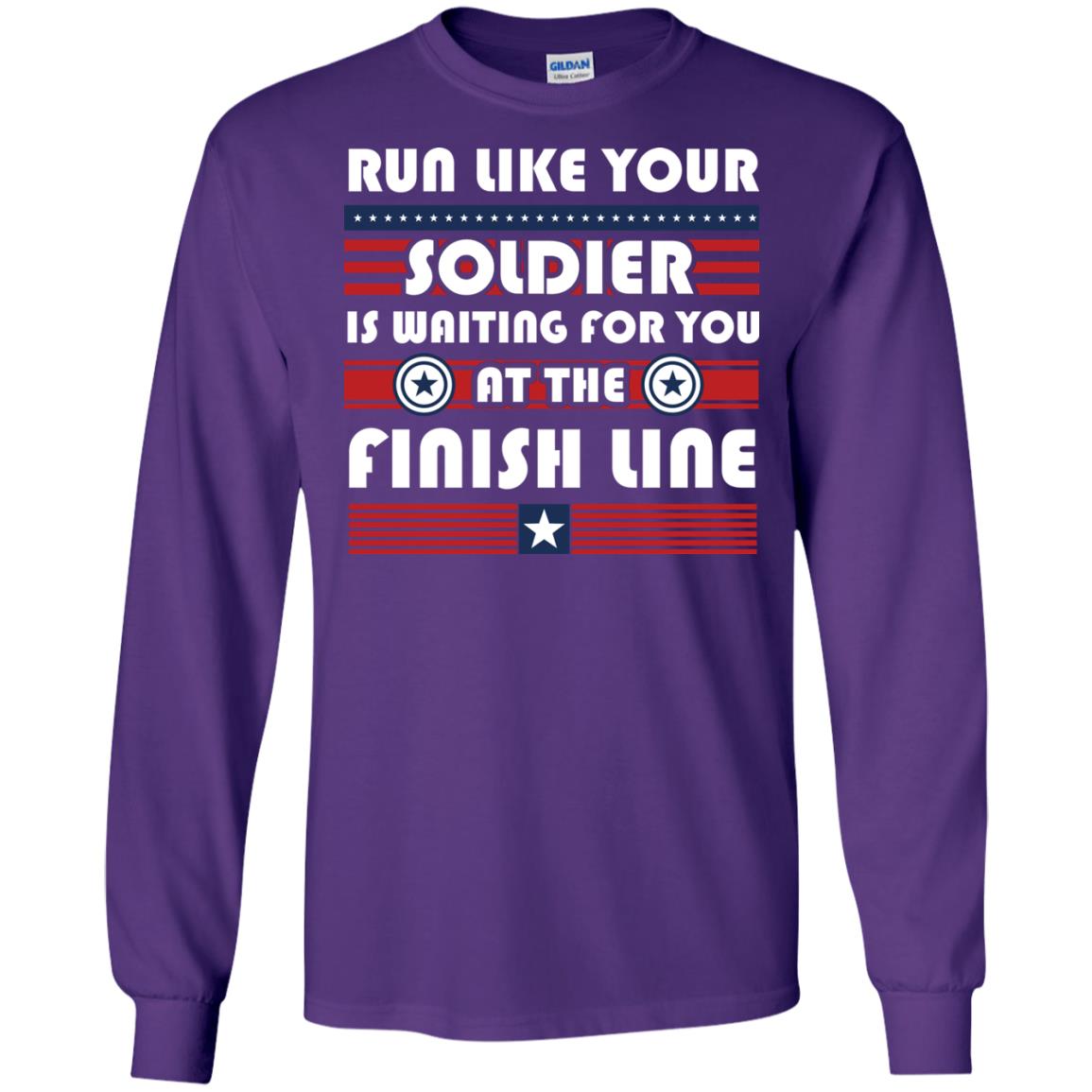 Soldier T-shirt Run Like Your Soldier Is Waiting For You At The Finish Line Purple