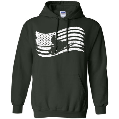Snowmobile Rider T-shirt American Flag Forest Green