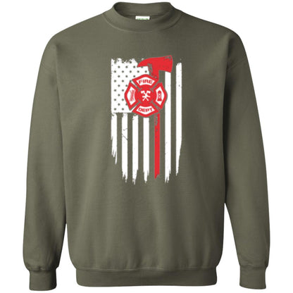 Firefighter T-shirt American Flag Proud Of Us Fireman Military Green
