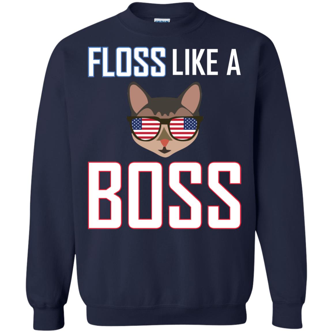 Floss Like A Boss Cat Shirt Navy