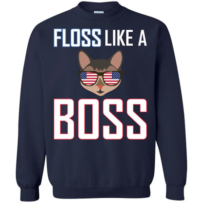 Floss Like A Boss Cat Shirt Navy