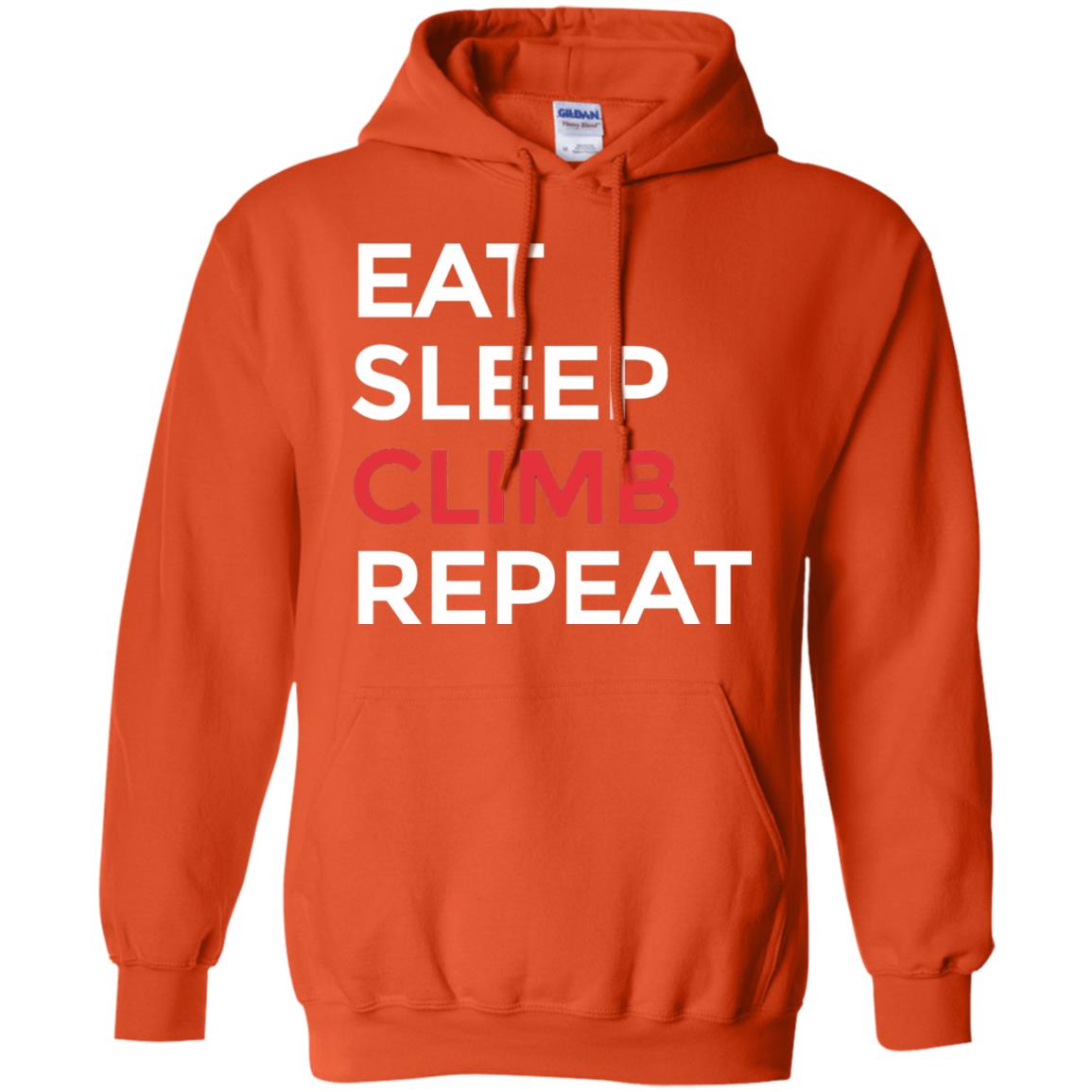 Eat Sleep Climb Repeat Mountain Climber Rock Climbing Shirt Orange