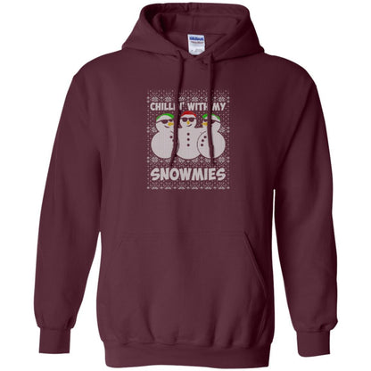 Christmas T-shirt Chillin With My Snowmies Maroon