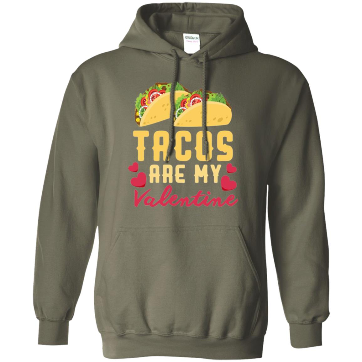 Funny Valentines Day Shirt Tacos Lovers Love Heart Gift Shirt Military Green