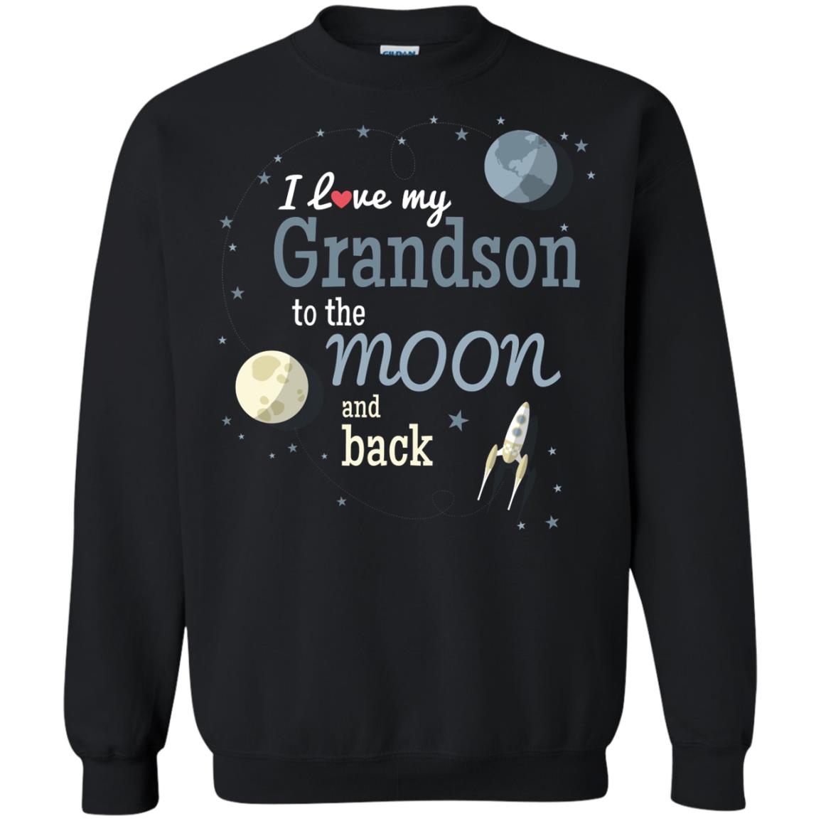 I Love My Grandson To The Moon And Back Grandparents Shirt Black