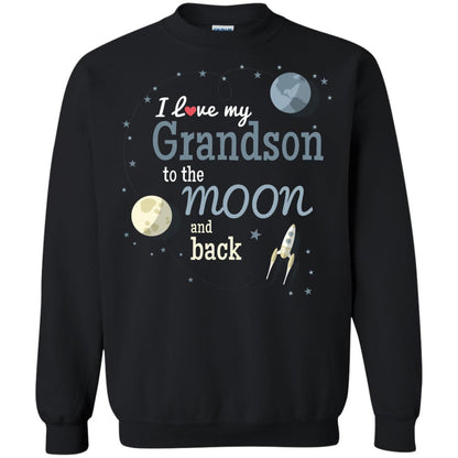 I Love My Grandson To The Moon And Back Grandparents Shirt Black