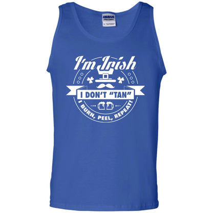 I_m Irish I Don_t Tan I Burn Peel Repeat Saint Patrick_s Day Shirt Royal