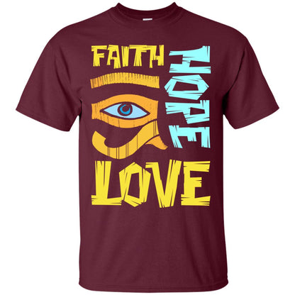 Faith Hope Love Christian T-shirt Maroon