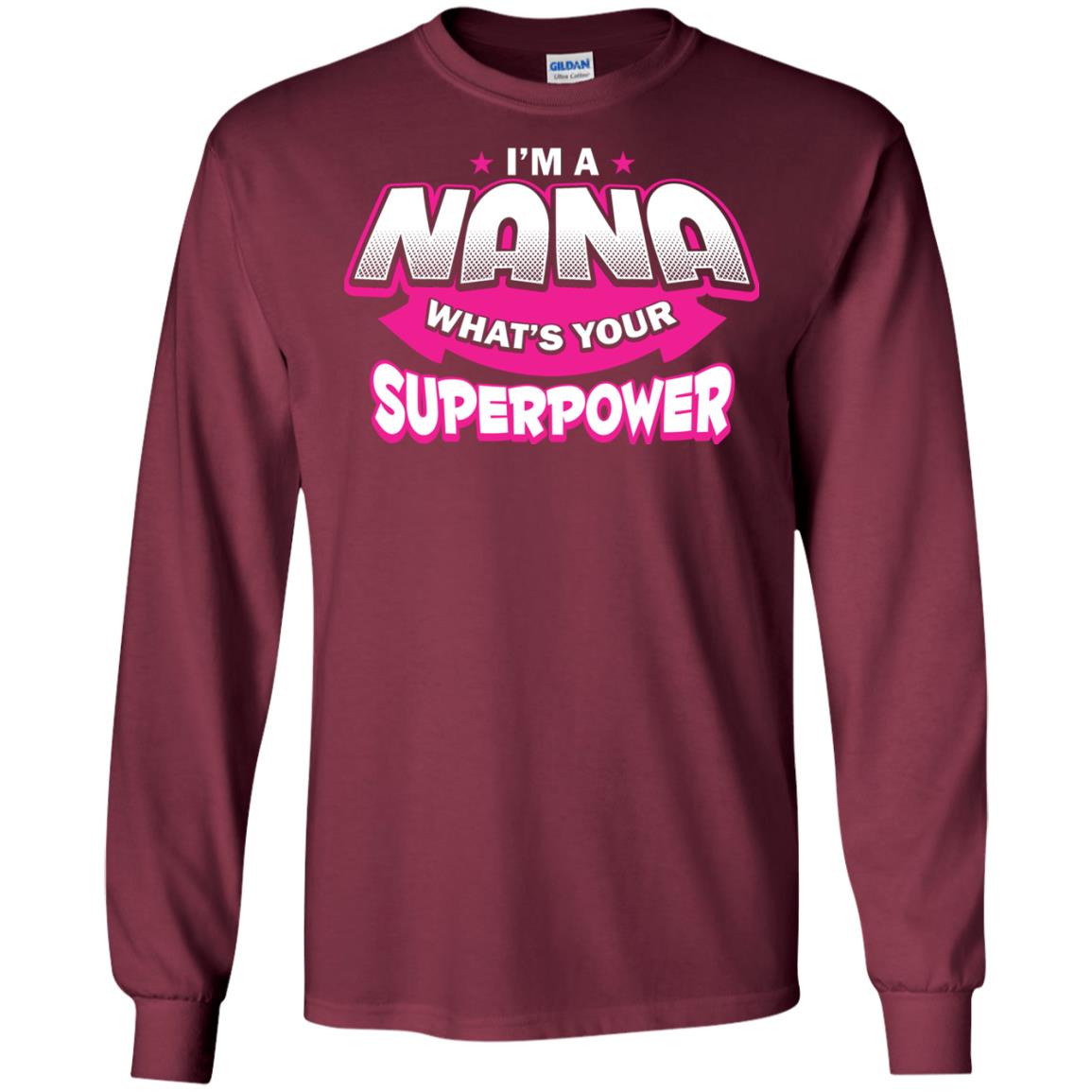 Nana T-shirt I'm A Nana What's Your Superpower Maroon