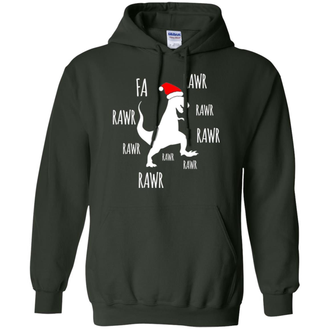 Christmas T-shirt Fa Rawr Rawr Funny T-rex Dinosaur Forest Green