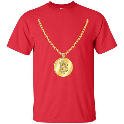 Funny Bitcoin T-shirt Gold Chain Cryptocurrency Necklace Red
