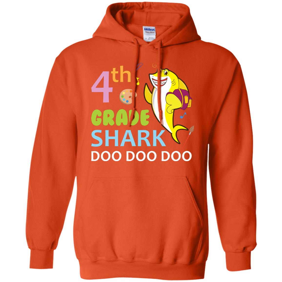 4th Grade Shark Doo Doo Doo Back To School T-shirt Orange