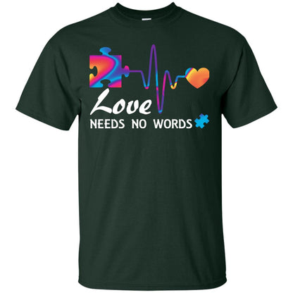Love Needs No Words Puzzle Heartbeat Gift Shirt For Autism Awareness Forest