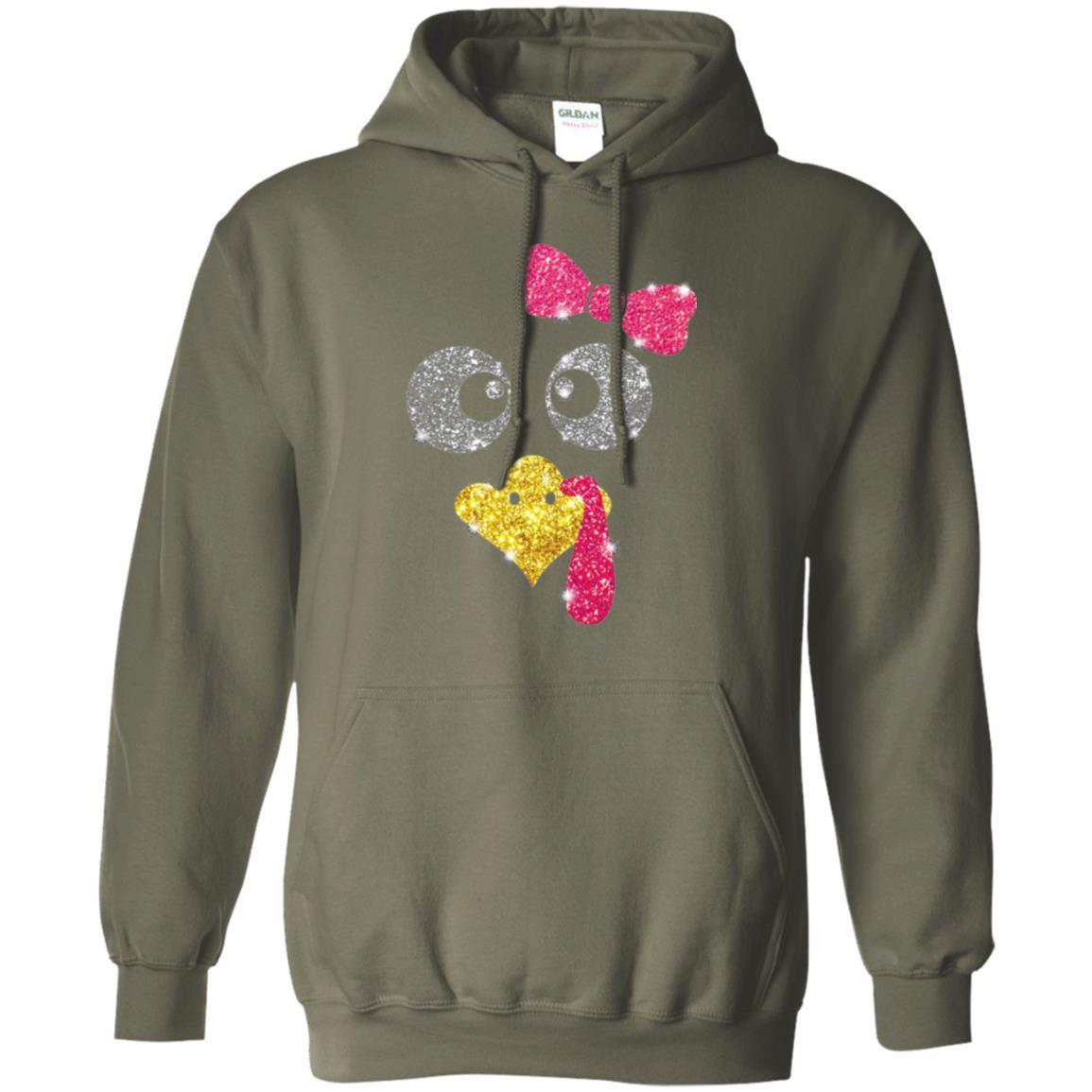 Thanksgiving T-shirt Turkey Face Girl T-shirt Military Green