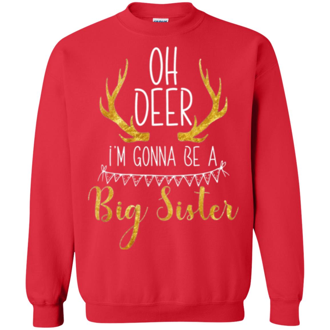 Announcement T-shirt Oh Deer I_m Gonna Be A Big Sister Red