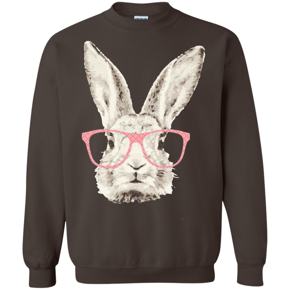 Easter Bunny Rabbit Pink Glasses Funny Hipster Shirt Dark Chocolate